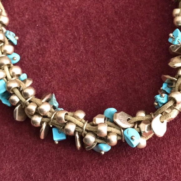 Adjustable turquoise and metal necklace - Picture 2 of 8